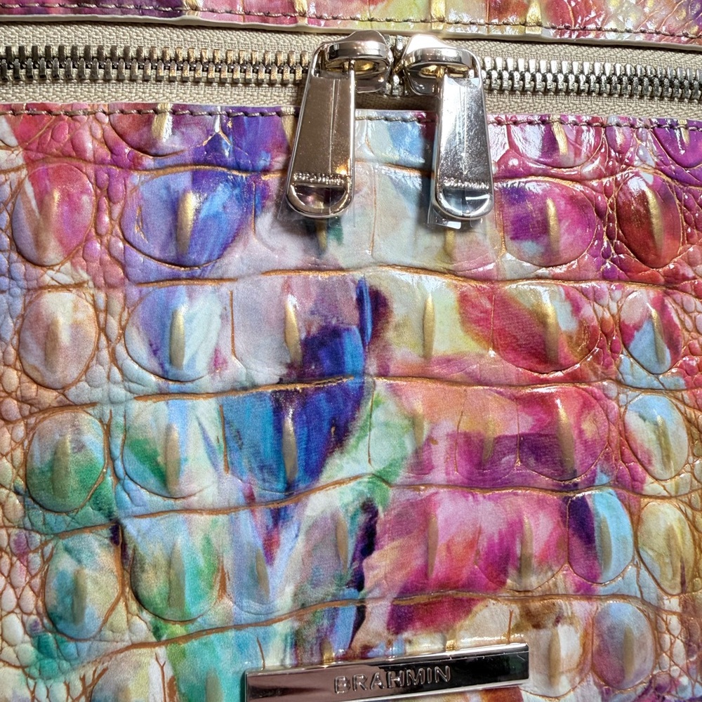 Brahmin Multi Colored.                  Croc-Embossed Leather Crossbody Bag - Picture 3 of 11